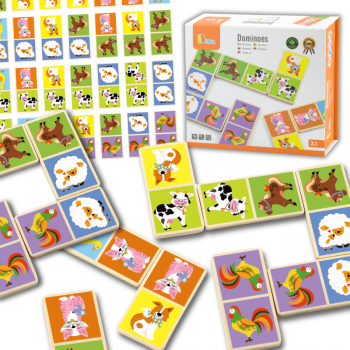 Drewniana gra Domino Farma Viga Toys 28 elementów Montessori