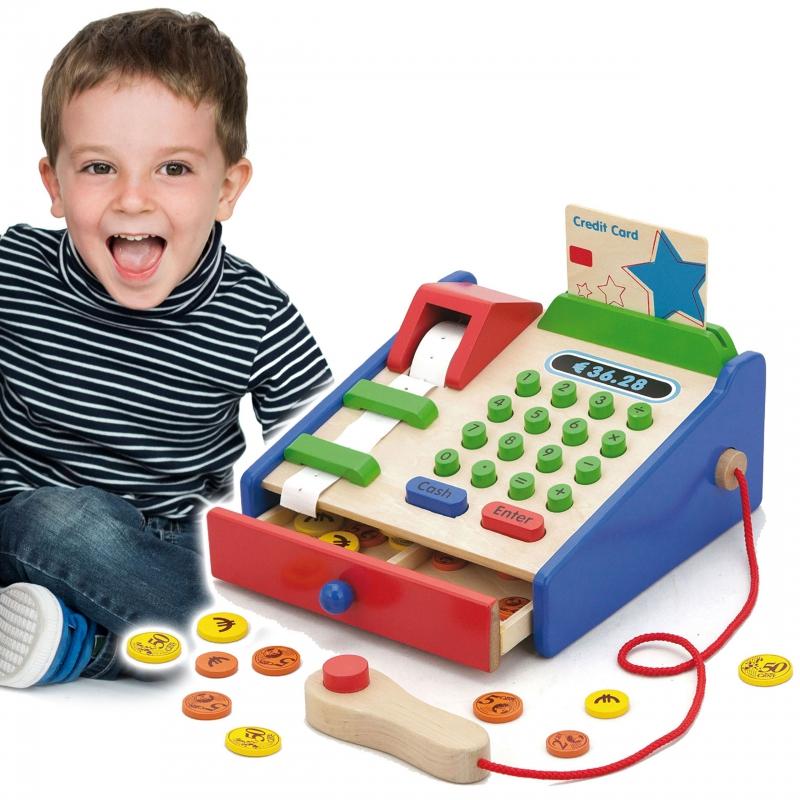 Drewniana Kasa sklepowa z akcesoriami Skaner Viga Toys Montessori