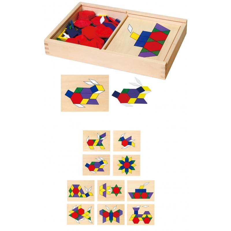 Drewniana Mozaika Geometryczna Viga Toys Klocki Dienesa Układanka Logiczna 148 el Montessori