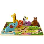 Tooky Toy Drewniane Puzzle Montessori Zwierzątka w Lesie Dopasuj Kształty