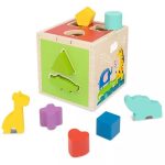 Tooky Toy Drewniany Sorter Kostka Edukacyjna Zwierzątka Figury Geometryczne