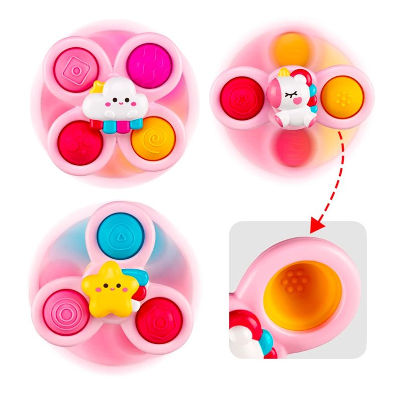 WOOPIE BABY Spinner Pop-it Zabawka Sensoryczna Jednorożec Gwiazdka Chmurka Wymienne 3 szt. Różowy