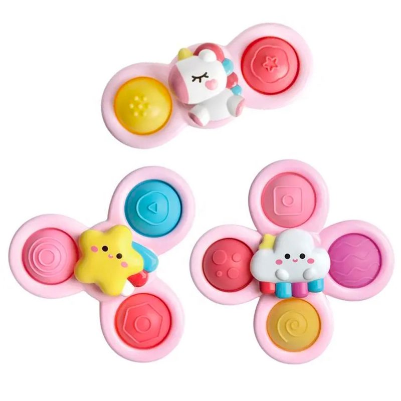 WOOPIE BABY Spinner Pop-it Zabawka Sensoryczna Jednorożec Gwiazdka Chmurka Wymienne 3 szt. Różowy