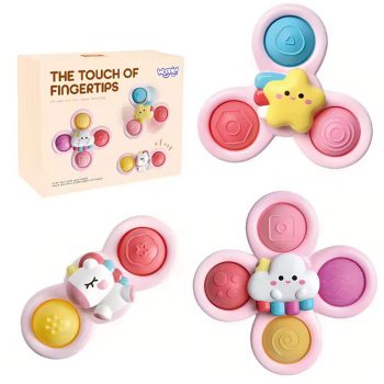 WOOPIE BABY Spinner Pop-it Zabawka Sensoryczna Jednorożec Gwiazdka Chmurka Wymienne 3 szt. Różowy